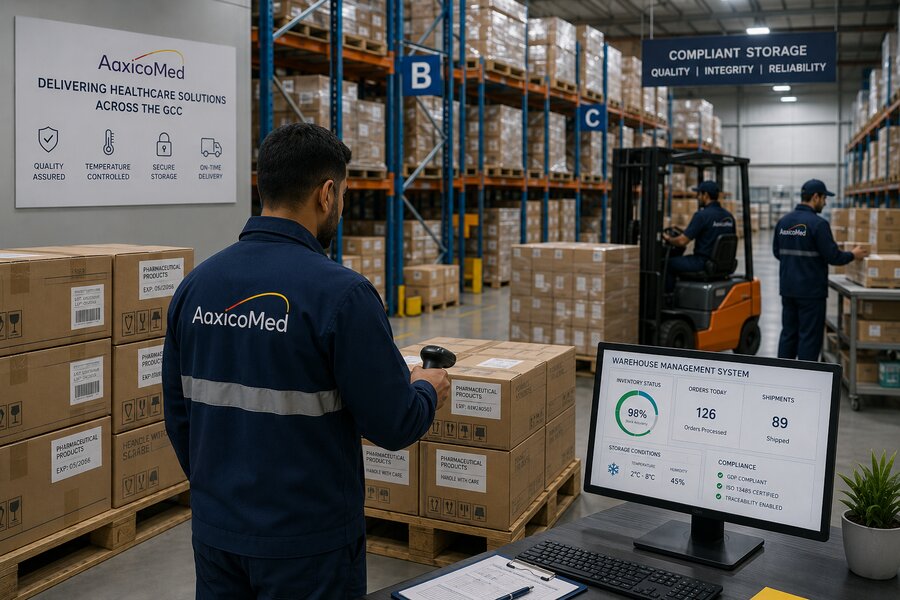 Warehouse team managing pharmaceutical inventory