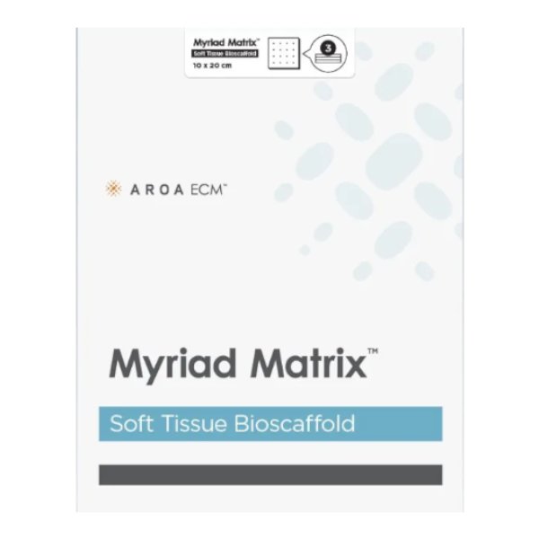 AROA ECM Myriad Matrix soft tissue bioscaffold packaging