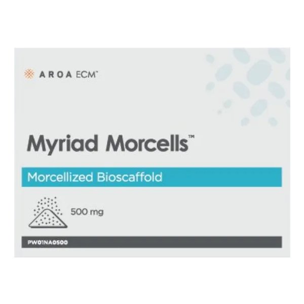 AROA ECM Myriad Morcells morcellized bioscaffold packaging