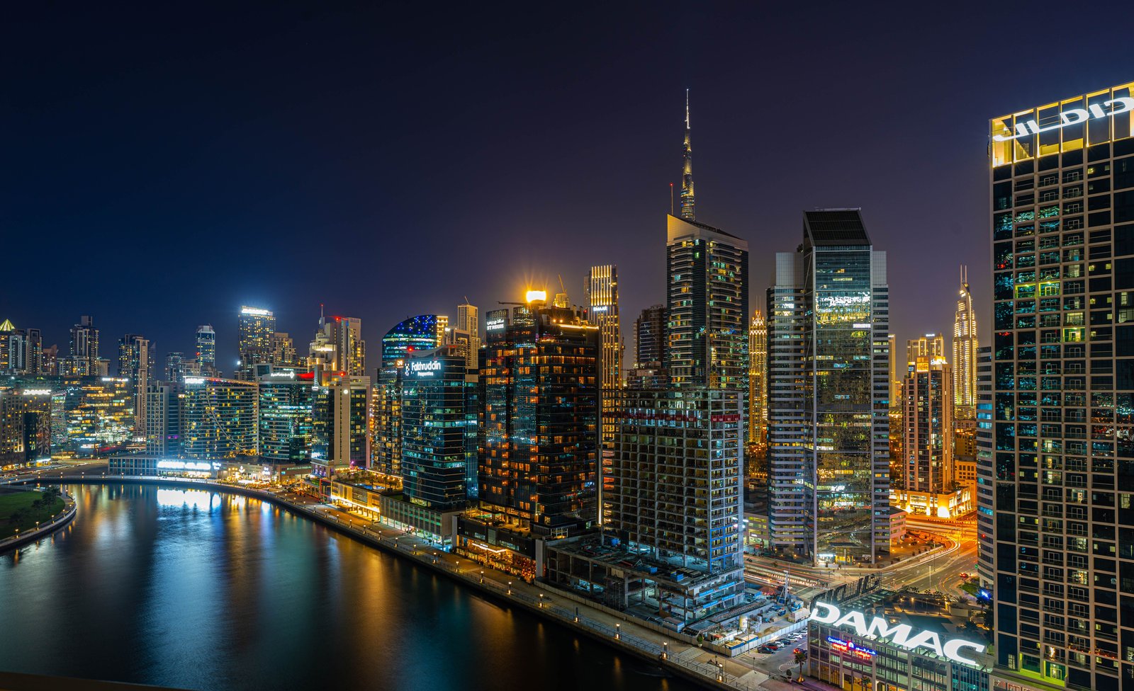 Dubai skyline at night