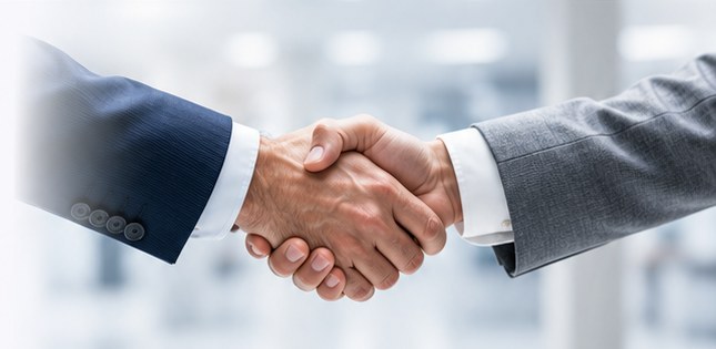 Business partnership handshake