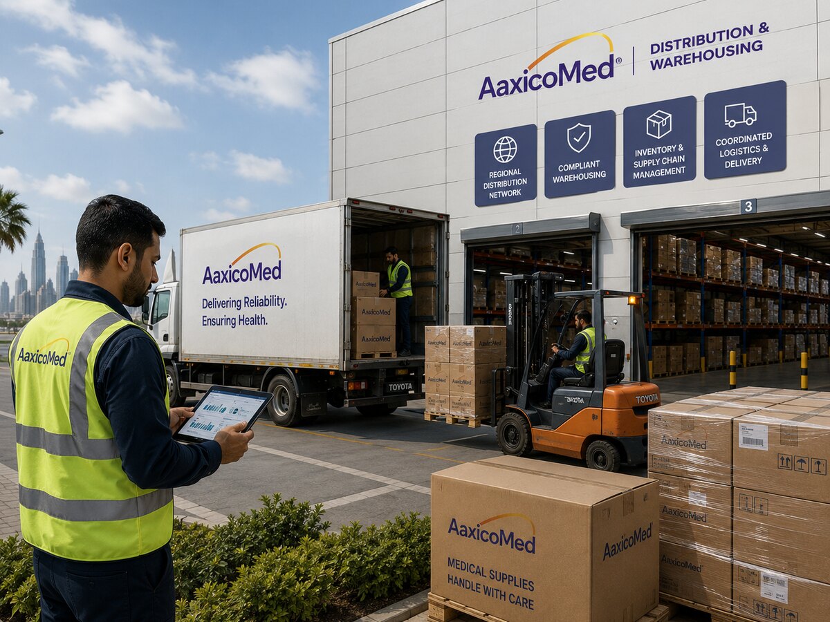 AaxicoMed logistics team managing warehouse distribution and shipment tracking